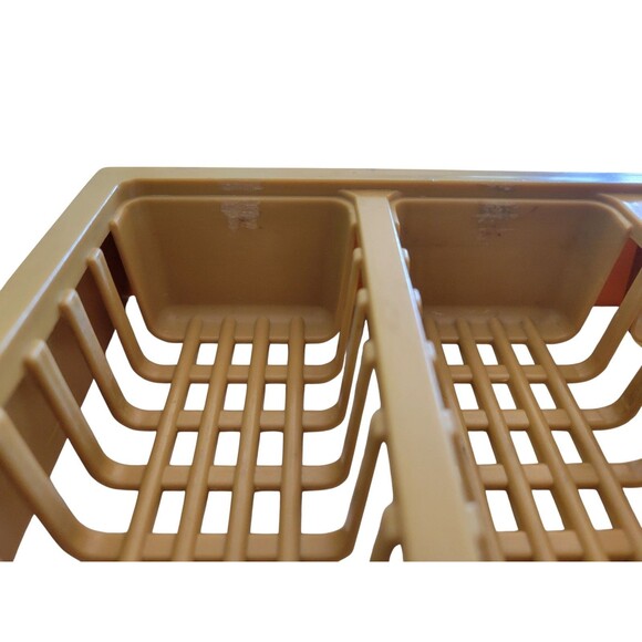 Vintage Plastic Drawer Organizer Silverware Mustard Yellow Celluloid Weave Tray - Picture 8 of 10